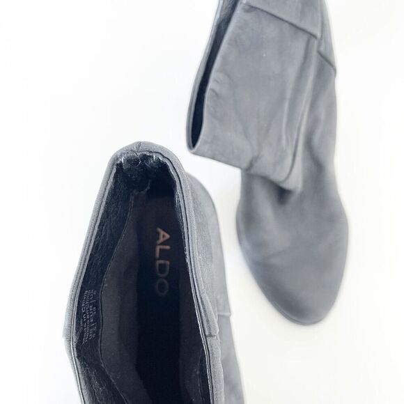 Aldo Womens Nubuck Leather Block Heel Slouchy Ankle Booties Charcoal Size 8.5 - Picture 8 of 9